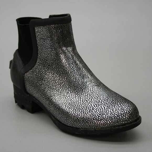 Sorel Ladies 6.5 Janey Chelsea Metallic Pull-on Rubber Ankle Boots - NL3133-010 - Picture 1 of 12